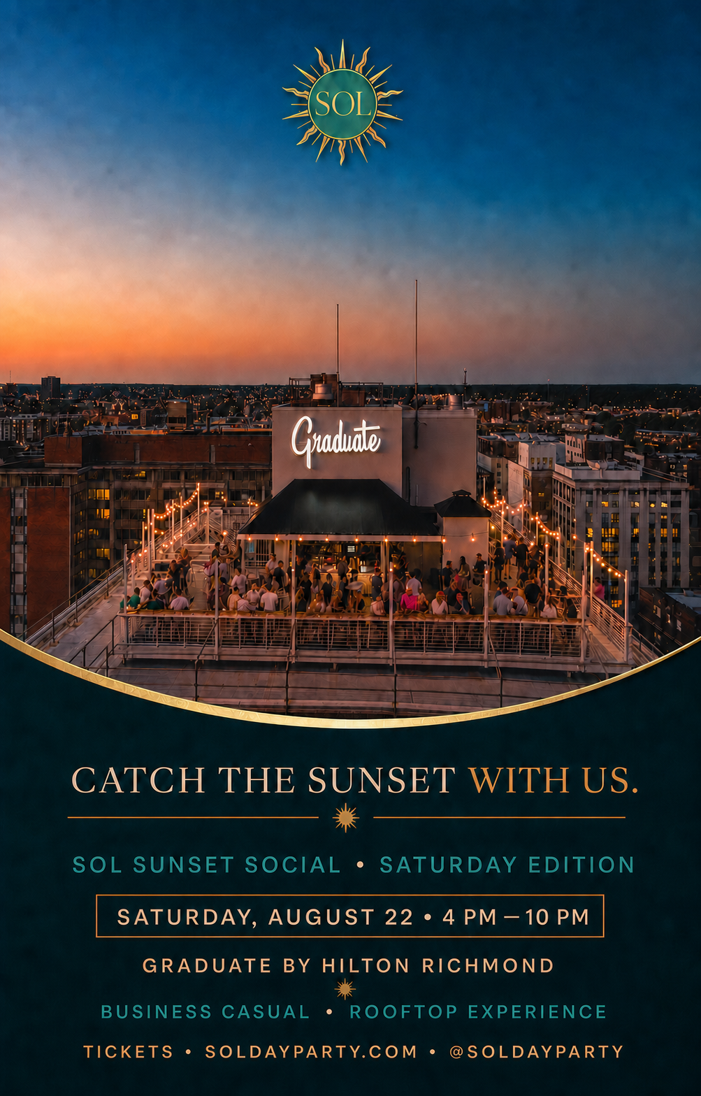 SOL Sunset Social at Graduate by Hilton Richmond on August 22